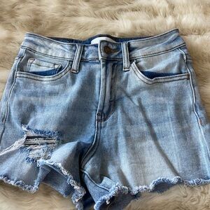 Light wash denim shorts